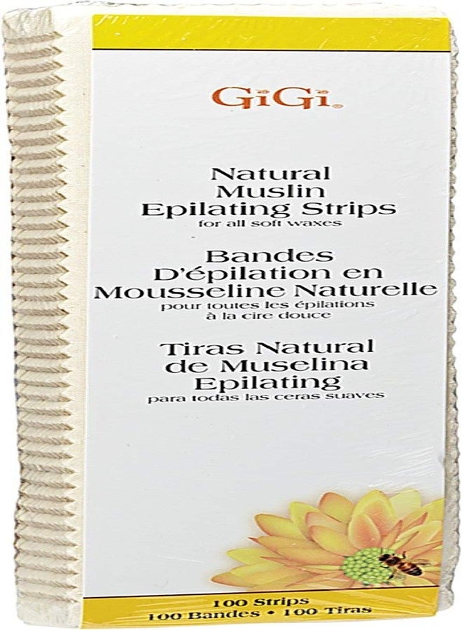 شرائط إزالة الشعر الطبيعية من الموسلين من جيجي، كبيرة الحجم، مناسبة لجميع أنواع الشمع الناعم، 100 شريط (عبوة من 5 قطع)